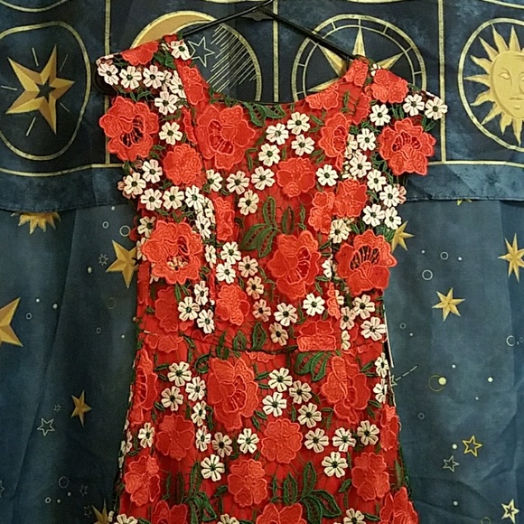 Red white green lace dress. Make an offer!